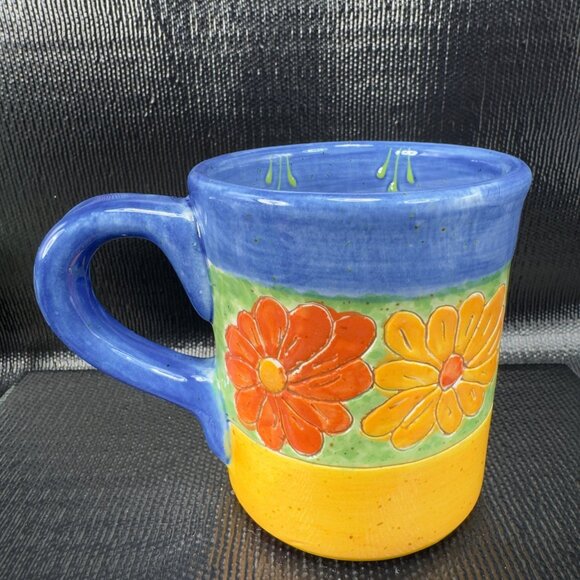 Hand Made RedWare Pottery Coffee Mug Cup With Daisy Flowers Hand Crafted Mug Cup - Picture 9 of 11